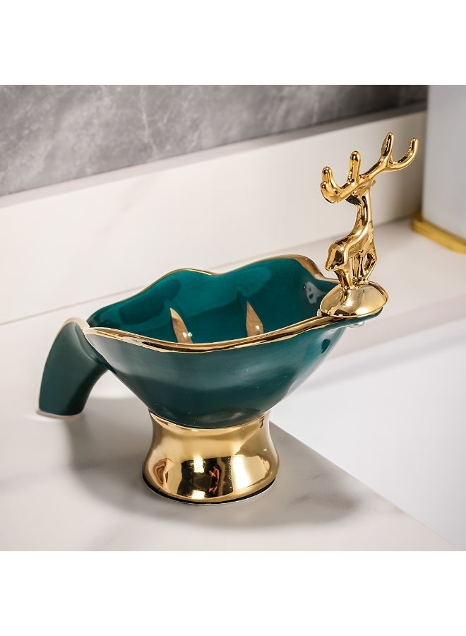 ALMiHomi Luxury Ceramic Soap Dish 2-Pack – Gold Deer Design, Premium Bathroom Soap Holder, Soap Tray for Sink Counter, Stylish Bath Organizer - Image 5